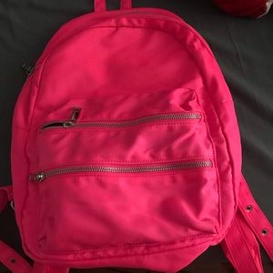Neon pink backpack